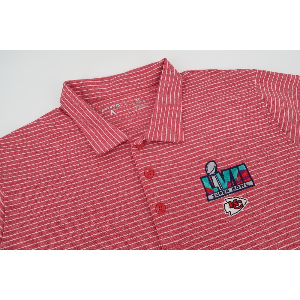 Antigua Kansas City Chiefs Polo Shirt Mens XL Striped Super Bowl LVII Champions